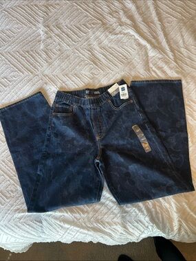 NWT GAP Kids Dark Wash Elastic Waist Baggy Pullover Camo Denim Jeans Size XXL